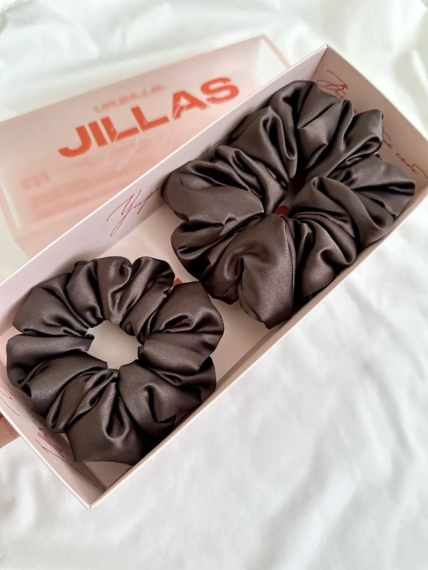 Резинки для волос jillas объемные, 2шт (M и L), коричневый