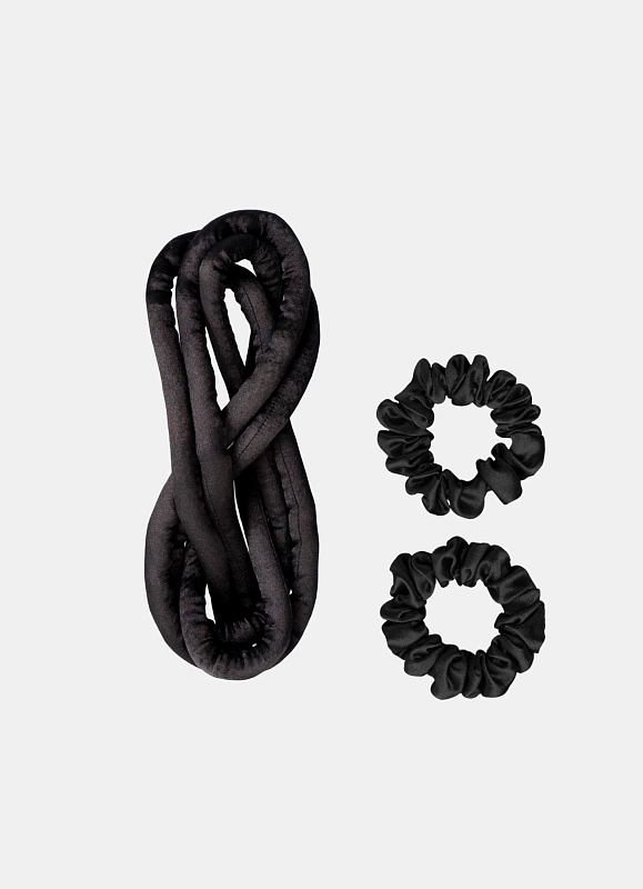 Мягкие бигуди из лебяжего пуха "Комплект jillas slim черный" по цене 1&nbsp;390 ₽, размеры 205х85х25, для волос От каре до пояса