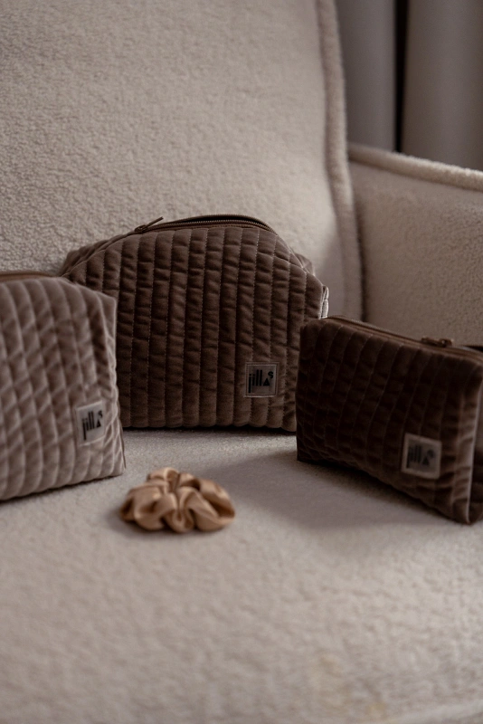 Косметичка jillas из бархата, M, Cacao