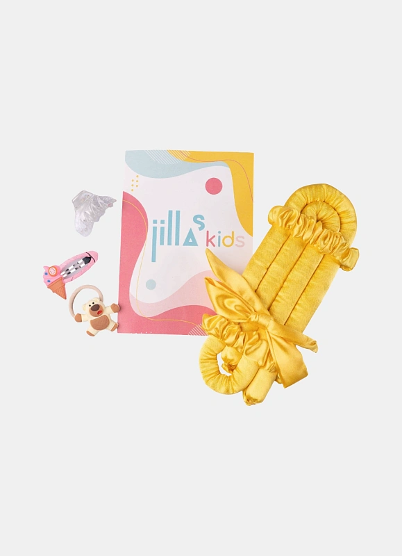 Мягкие бигуди из лебяжего пуха "Комплект jillas kids elegant желтый" по цене 1&nbsp;190 ₽, размеры 300х200х40, для волос От плеч до пояса