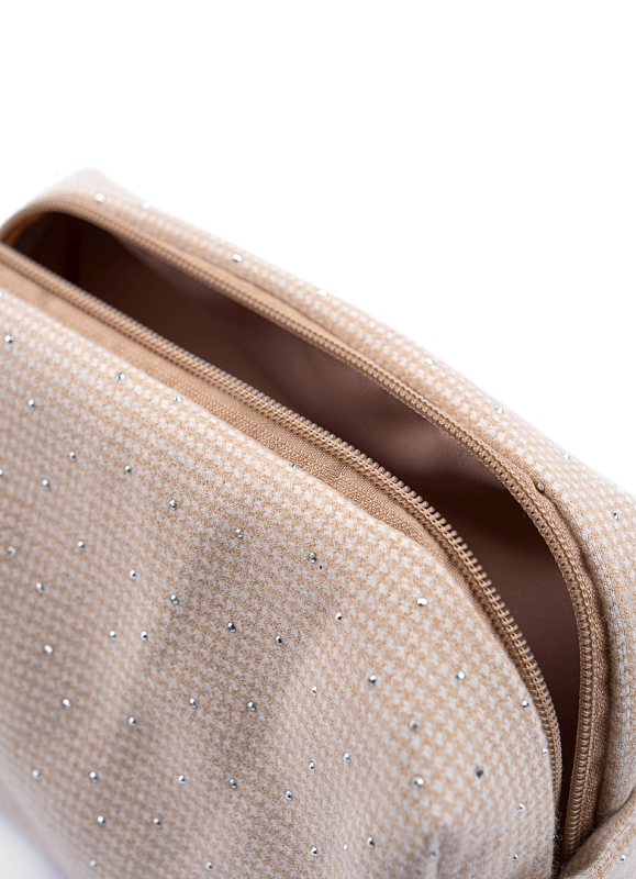 Косметичка jillas со стразами, S, бежевый по цене 1&nbsp;590 ₽, размеры 300х200х30