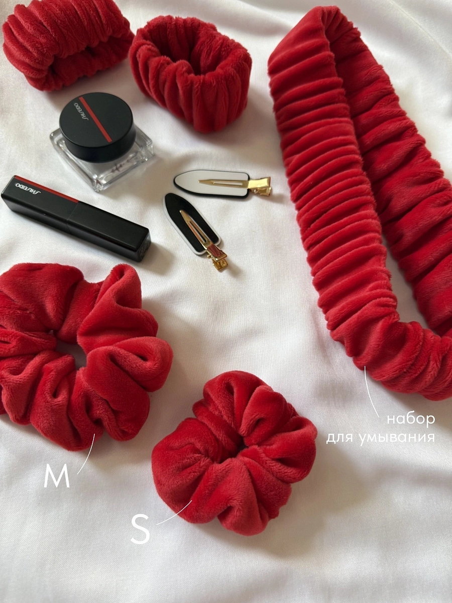 Набор повязок для умывания jillas из велюра, красный, 4,5 см по цене 1&nbsp;290 ₽