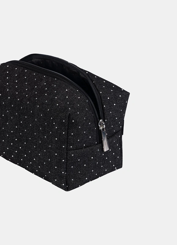 Косметичка jillas джинсовая со стразами, черный по цене 1&nbsp;890 ₽, размеры 300х200х30