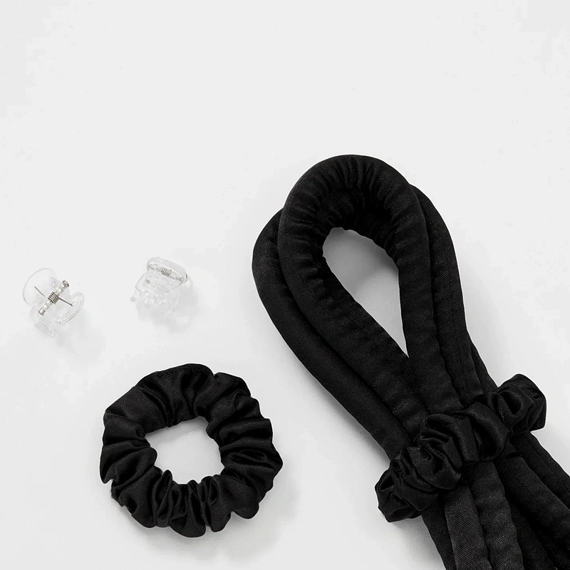 Мягкие бигуди из лебяжего пуха "Комплект jillas slim черный" по цене 1&nbsp;390 ₽, размеры 205х85х25, для волос От каре до пояса