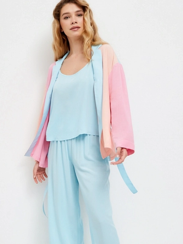 Брюки пижамные jillas, бирюзовые, S/170 по цене 1&nbsp;490 ₽, материал Натуральное волокно