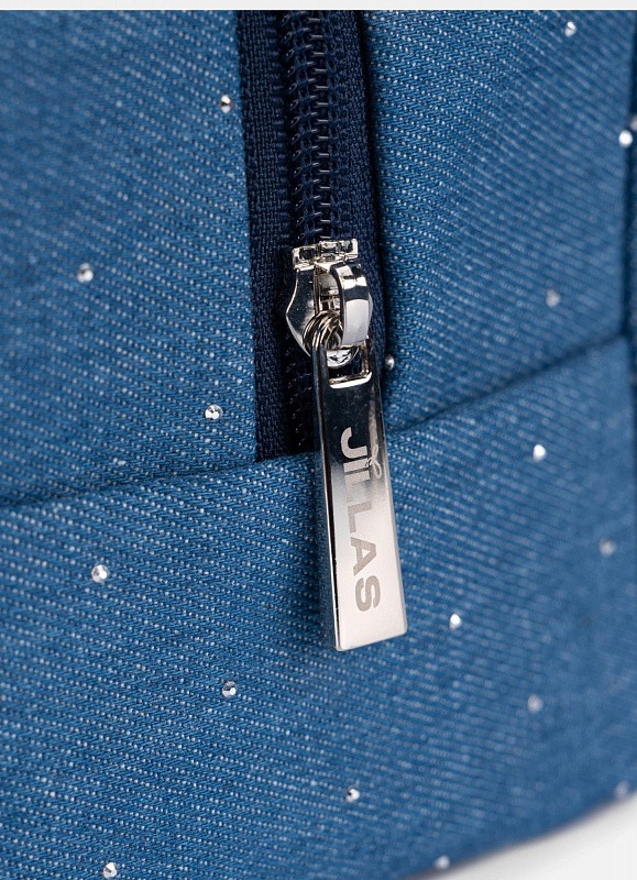 Косметичка jillas джинсовая со стразами, светло-голубой