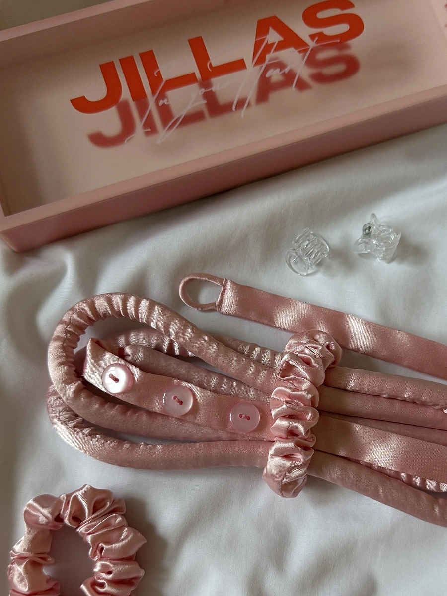 Мягкие бигуди "Комплект jillas slim elegant с пуговицами, светло-розовый" по цене 1 490 ₽ для волос От каре до пояса