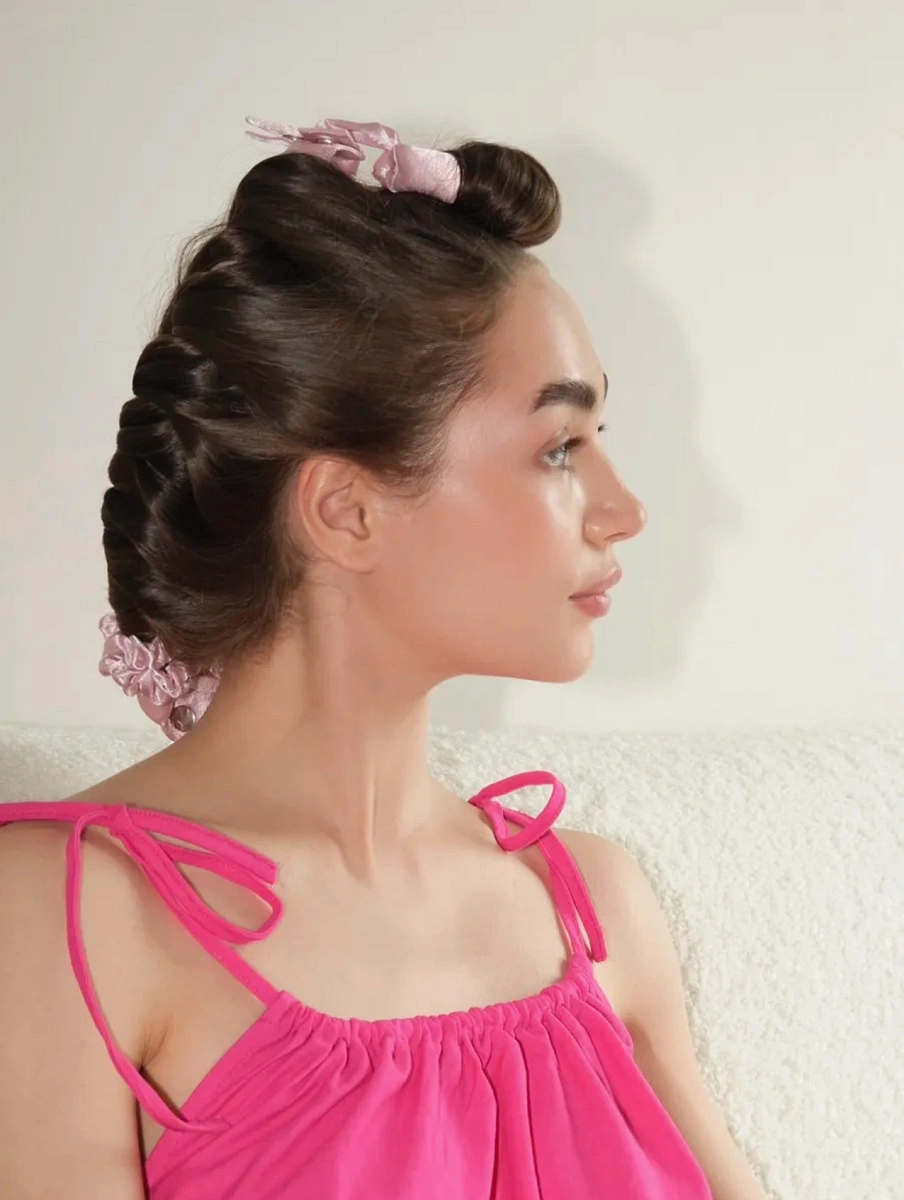 Мягкие бигуди "Комплект jillas mini compact 2.0, светло-розовый" по цене 2 290 ₽ для волос От плеч до пояса