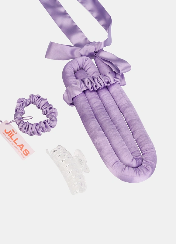Мягкие бигуди из лебяжего пуха "Комплект jillas mini elegant лавандовый" по цене 1&nbsp;590 ₽, размеры 235х85х40, для волос От плеч до пояса
