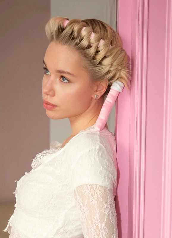 Мягкие бигуди из лебяжего пуха "Комплект jillas classic lite розовый" по цене 690 ₽, размеры 200х150х40, для волос От лопаток до пояса