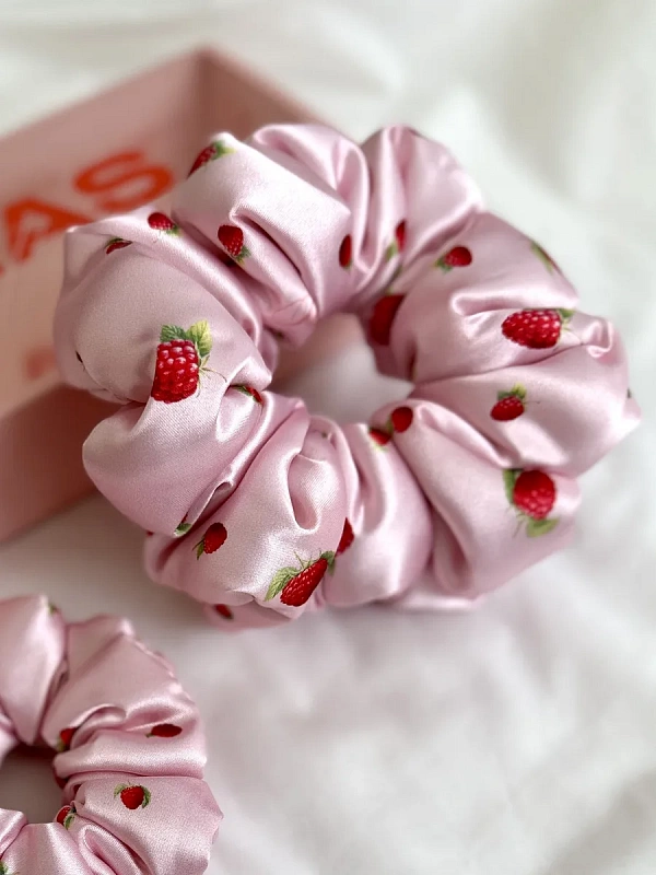 Резинки для волос jillas объемные, 2шт (M и L), малина на розовом