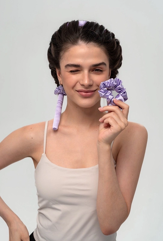 Мягкие бигуди из лебяжего пуха "Комплект jillas mini лавандовый" по цене ₽1,390, размеры 235х85х40, для волос От плеч до пояса