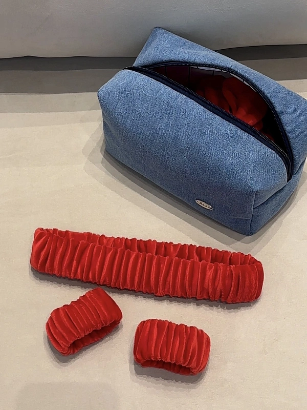 Набор повязок для умывания jillas из велюра, красный, 4,5 см