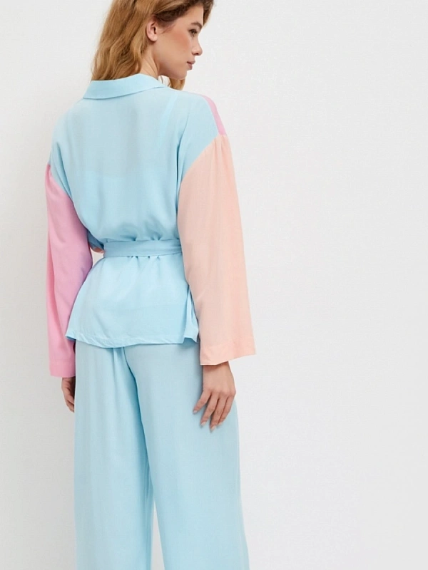 Брюки пижамные jillas, бирюзовые, S/170 по цене 1&nbsp;490 ₽, материал Натуральное волокно