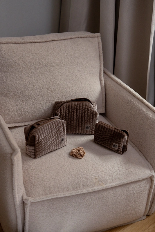 Косметичка jillas из бархата, S, Cacao