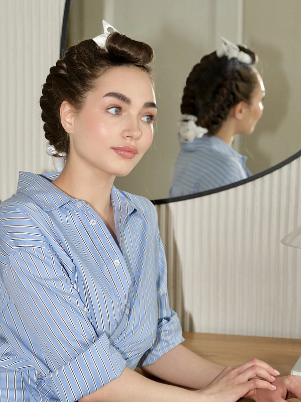 Мягкие бигуди из лебяжего пуха "Комплект jillas classic compact 2.0, белый" по цене 2&nbsp;290 ₽, размеры 255х105х50, для волос От лопаток до пояса