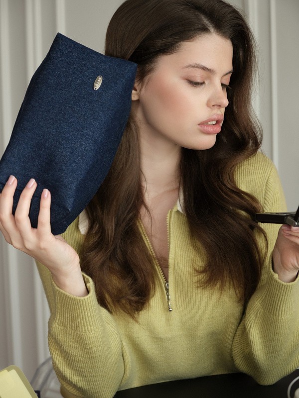 Косметичка jillas джинсовая, темно-синий