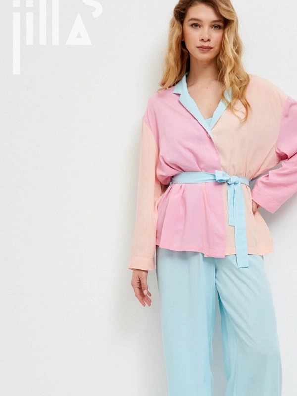 Брюки пижамные jillas, бирюзовые, S/170 по цене 1&nbsp;490 ₽, материал Натуральное волокно