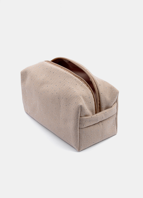 Косметичка jillas со стразами, M, бежевый по цене 1&nbsp;690 ₽, размеры 300х200х30