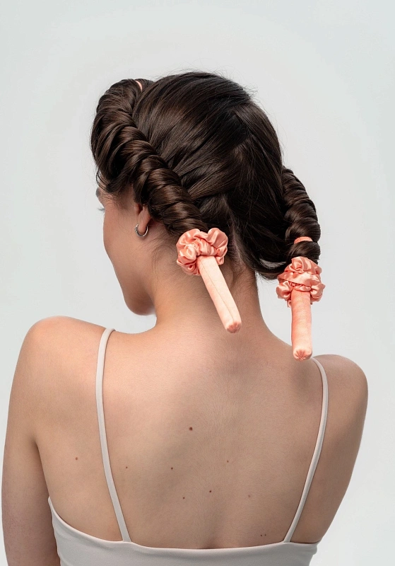 Мягкие бигуди из лебяжего пуха "Комплект jillas mini персиковый" по цене ₽1,390, размеры , для волос От плеч до пояса