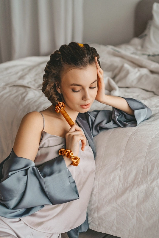 Мягкие бигуди из лебяжего пуха "Комплект jillas mini оранжевый" по цене 1&nbsp;390 ₽, размеры , для волос От плеч до пояса