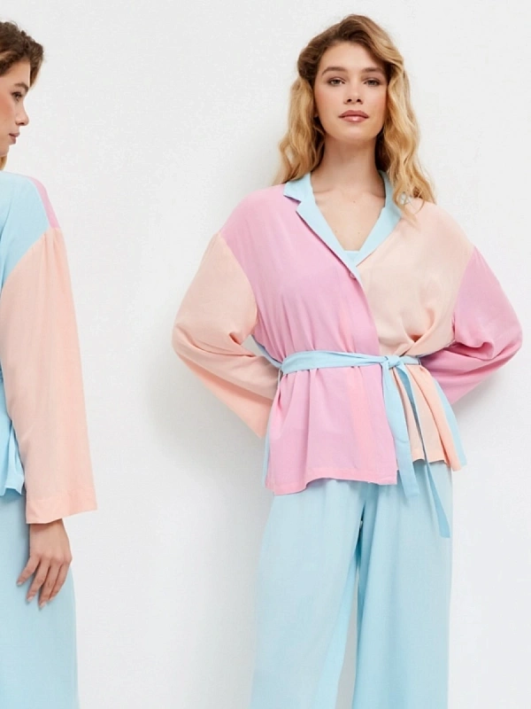 Брюки пижамные jillas, бирюзовые, S/170 по цене 1&nbsp;490 ₽, материал Натуральное волокно