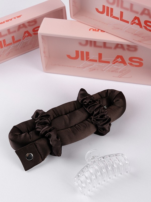 Мягкие бигуди из лебяжего пуха "Комплект jillas classic basic, коричневый" по цене 1&nbsp;990 ₽, размеры 255х105х50, для волос От лопаток до пояса