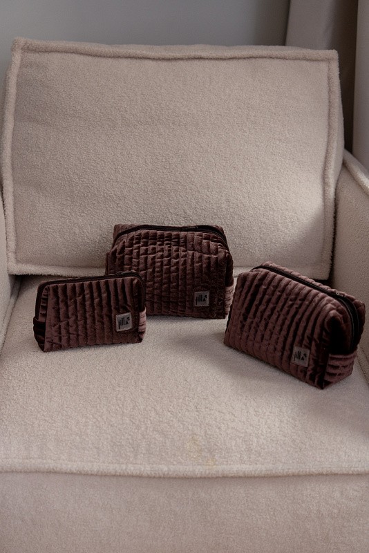 Косметичка jillas из бархата, M, Moka