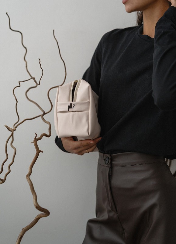 Косметичка jillas из искусственной кожи, M, бежевый