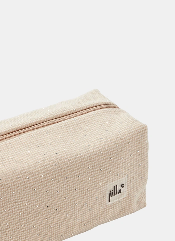 Косметичка jillas со стразами, M, бежевый по цене 1&nbsp;690 ₽, размеры 300х200х30