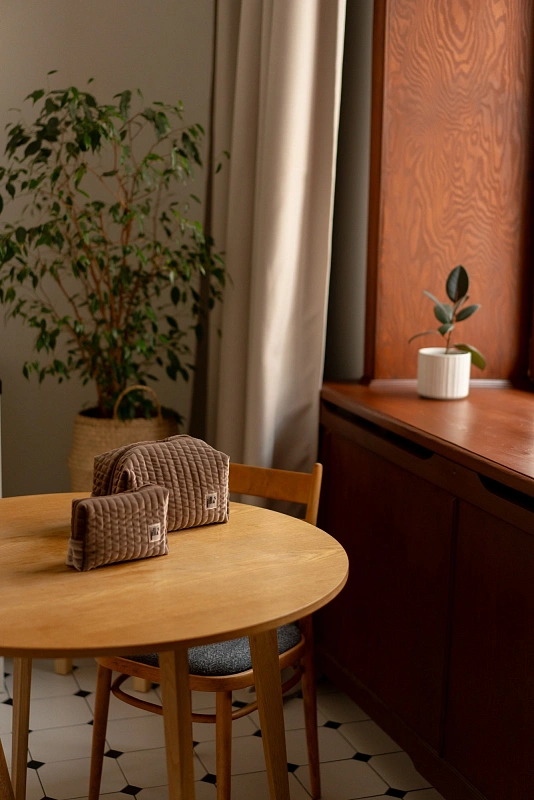 Косметичка jillas из бархата, L, Cacao