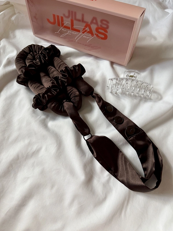 Мягкие бигуди из лебяжего пуха "Комплект jillas classic elegant с пуговицами, коричневый" по цене 1&nbsp;890 ₽, размеры 255х105х50, для волос От лопаток до пояса