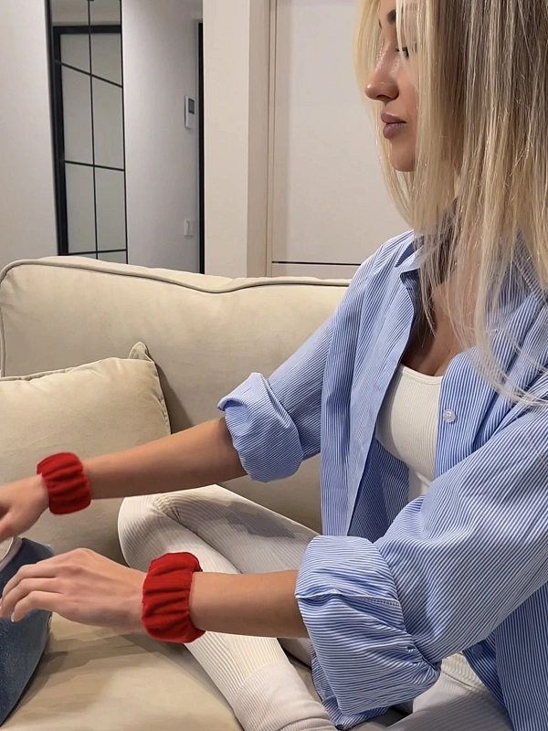 Набор повязок для умывания jillas из велюра, красный, 4,5 см