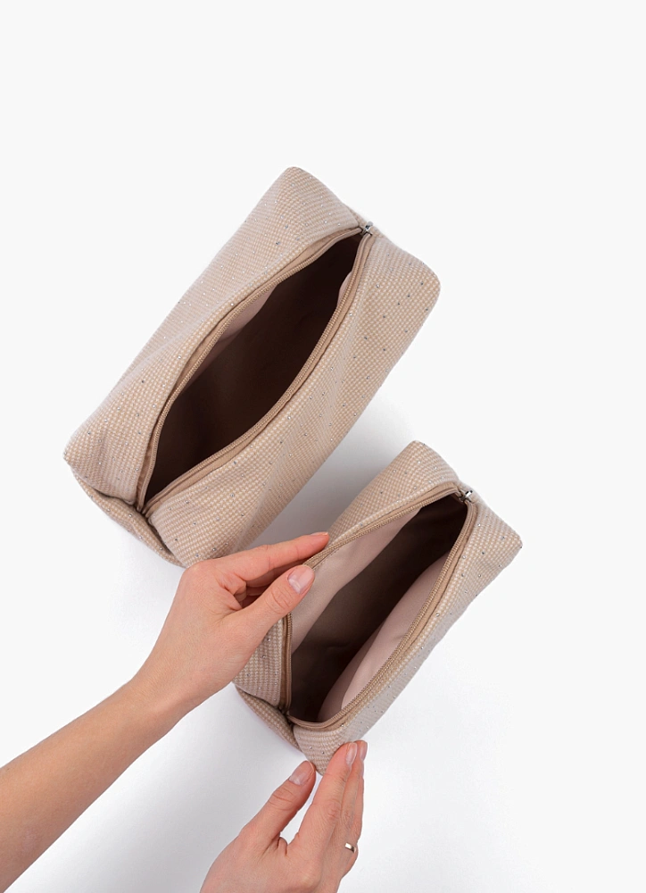 Косметичка jillas со стразами, S, бежевый по цене 1 590 ₽